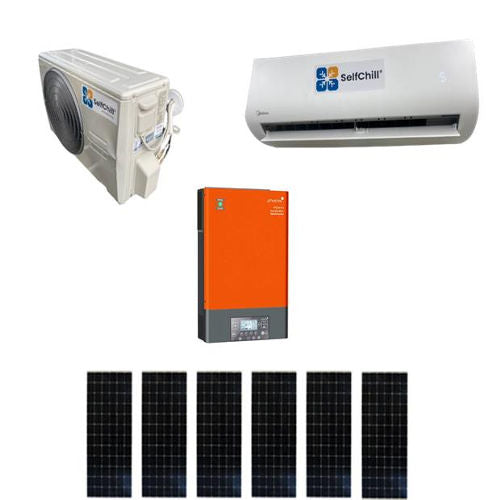 Kit on-grid SelfChill per climatizzazione solare con moduli FV e inverter